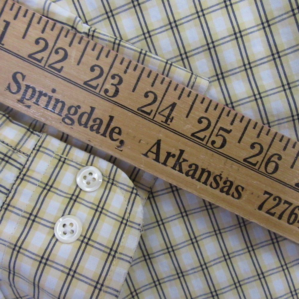 Eddie Bauer Mens Button Down Shirt L Yellow Plaid Long Sleeve 100% Cotton - Picture 8 of 9